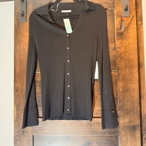 Pink Clover Black Button-Down Shirt